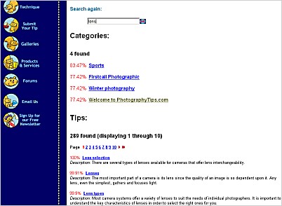 WebOnTheFly's search engine ranks and scores resul